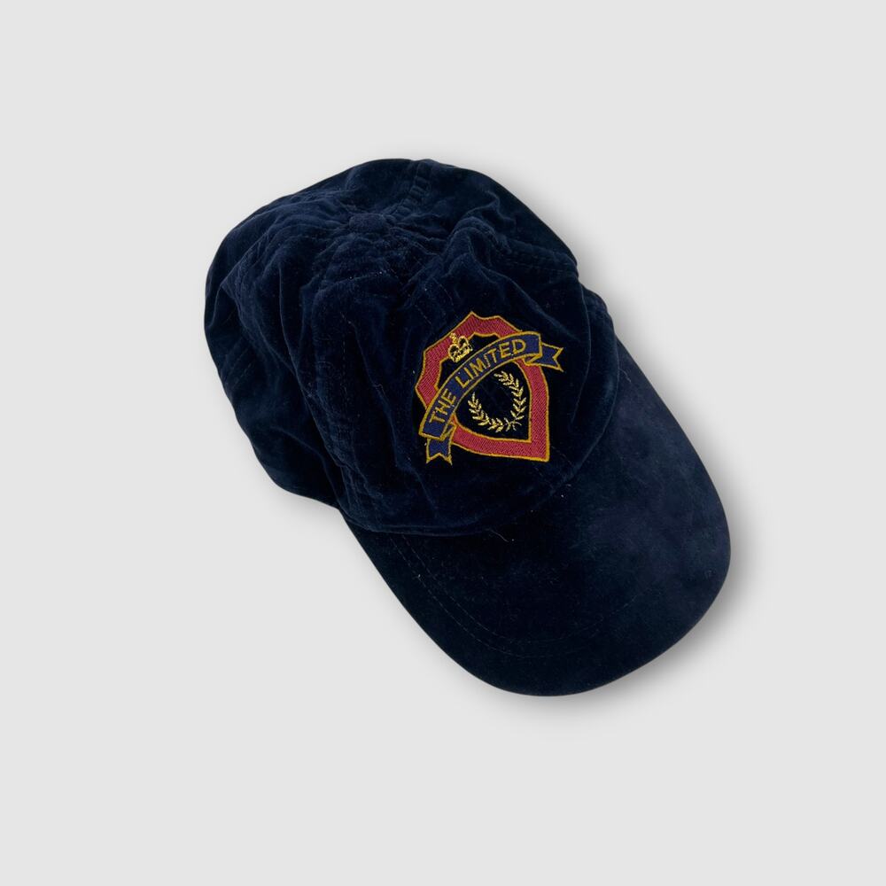 Vintage 1990s The Limited Navy Velvet Crest Cap